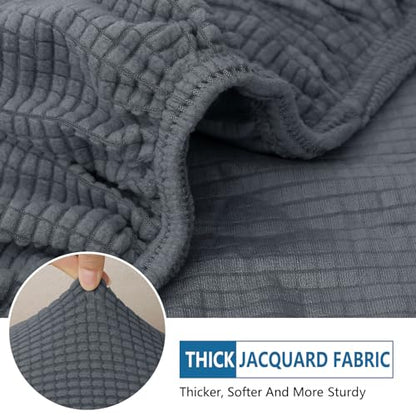 hyha Waterproof Couch Cushion Covers, Washable Sofa Cushion Slipcovers, Thick Stretch Jacquard Fabric, Couch Sofa Covers for Pets with Elastic Bottom (2 Pieces, Grey) - color: Grey, size: 2PC