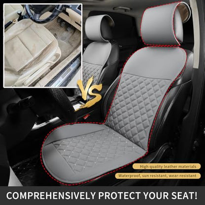 2pcs Car Seat Covers,Leather Water Proof Material No Slip Soft Car Seat Protector Side not Wrapped,for Car with Airbags,Seat Covers Universal for Most Automotive,Suvs,Vans,Trucks (Grey) - color: Grey