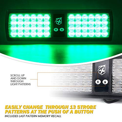 Xprite Green 48LED Visor Strobe Flashing Lights Sunshield Hazard Warning Light for Law Enforcement Emergency Vehicles Trucks - color: Green