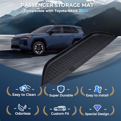 Passenger Storage Organizer Mat for Toyota RAV4 2026, Interior Accessories Center Console Glove Box Organizer Tray Silicone Anti-Slip Passenger Protective Cover Pad for 2026 RAV 4, Black - style: Fits for Toyota RAV4 2026, B