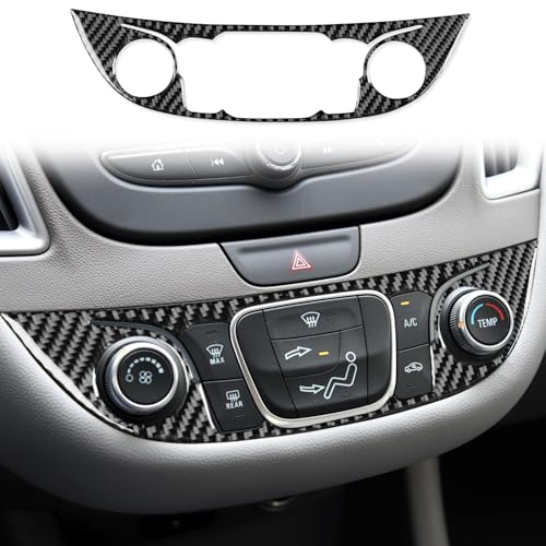 Black Carbon Fiber Compatible with Chevy/Chevrolet Malibu 2016-2025 2017 2018 2019 2020 2021 2022 2023 2024 Accessories Car Dash Climate Panel Cover Interior Trim Sticker Decal -B - color: Central Control Frame -B