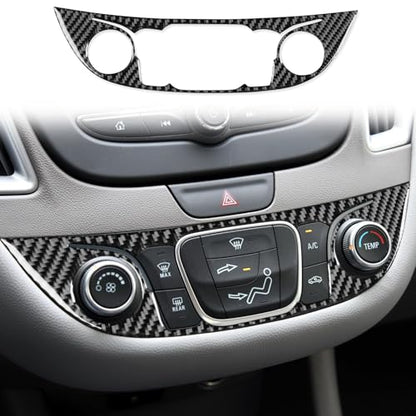 Black Carbon Fiber Compatible with Chevy/Chevrolet Malibu 2016-2025 2017 2018 2019 2020 2021 2022 2023 2024 Accessories Car Dash Climate Panel Cover Interior Trim Sticker Decal -B - color: Central Control Frame -B