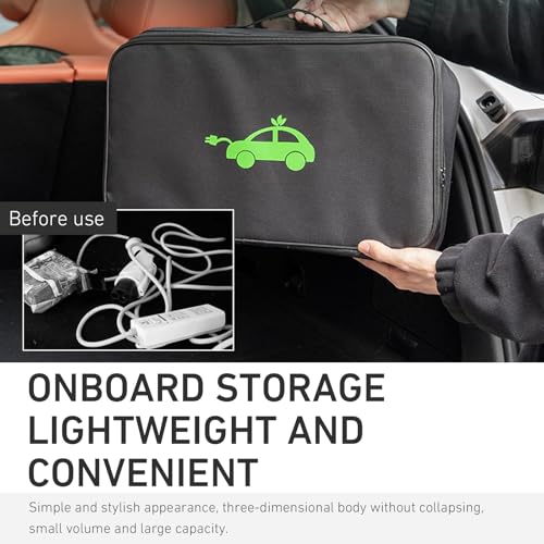 Car Tools Cable Bag, Waterproof Electric Vehicle Charging Cable Organizer Bag, Portable EV Charging Cable Bags, Storage & Organizer for Jumper Cables, Universal for Cars Trucks (Rectangle)