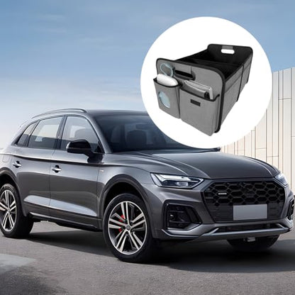 Car Trunk Organizer, Foldable Multi Compartments Vehicle Storage Bin with Pad, Waterproof Sturdy Automotive Cargo Trunk Storage Accessories, Universal for SUV RV Truck