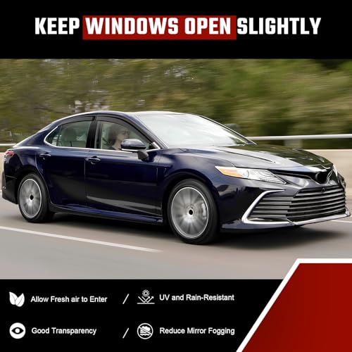 Extra Durable Rain Guards Fit for 2019-2025 Toyota Camry, Tape-on Side Window Deflectors 19 20 21 22 23 24 25 Camry Wind Deflectors Rain Guard Black - 4 PCS - size: Fit for 2019-2024 Toyota Camry Tape-on