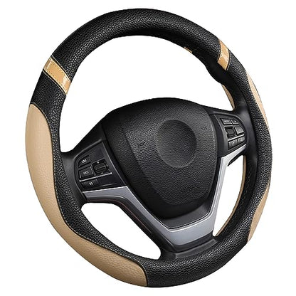Steering Wheel Cover for Car Leather Universal Steering Wheel Covers for Men Women Fit Cars SUV Truck Pickup 15inch (Beige) - color: beige
