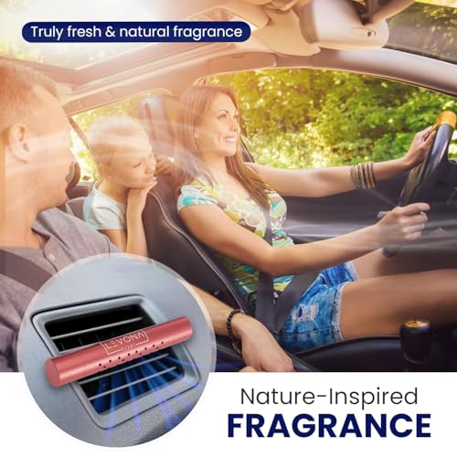 Levona Scent Car Diffuser Vent Clip: Car Air Fresheners with Perfume Essential Oil Sticks - Car Scents Accessories for Men and Women - Sleek Modern Cylindrical Design (Red) - color: Red
