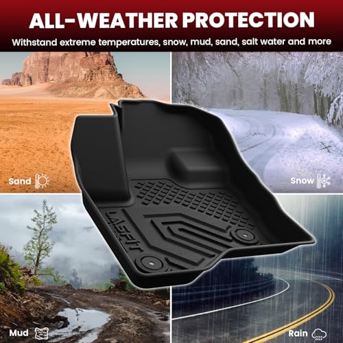 LASFIT All Weather Floor Mat Set for 2009–2019 Ford Flex & 2010–2019 Lincoln MKT – 3 Rows Custom Fit Floor Mats + Cargo Liner & Seat Back Protectors – Premium TPE Interior Full Coverage Protection - style: 12) Flex 2009-19 7& MKT 2010-19 | Combo Set