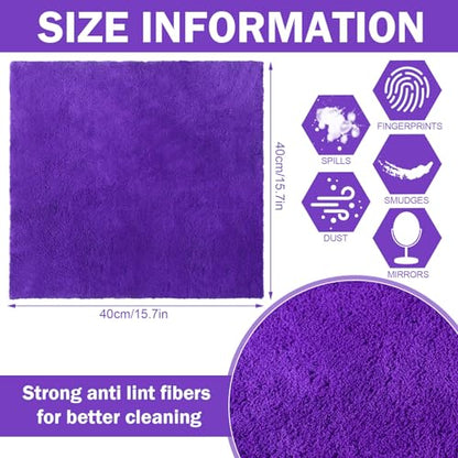 Tallew 15 Pcs 15 Pcs Car Microfiber Towels Buffing Drying Wash Cleaning Cloths Plush Large Towels Thick Care Polishing Detailing Waxing Scratch Proof Towel, 15.75 x 15.75 Inch (Purple) - color: Purple