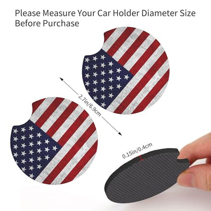American Flag Steering Wheel Cover - Independence Day American USA Flag Steering Wheel Cover for Men Anti-Slip Breathable Universal for 14-15 Inch Car with 2 Pieces Car Coasters - color: American Flag-1