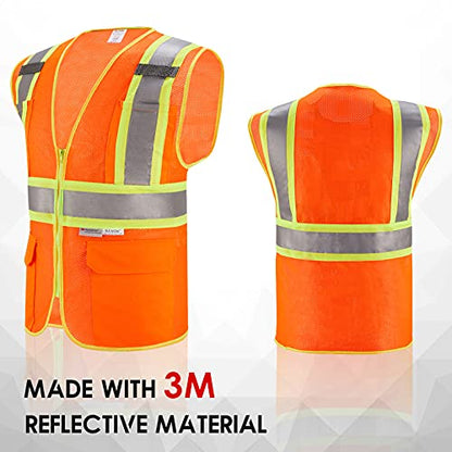 3M High Visibility Reflective Safety Vest with Zipper and Pockets Orange,M - color: 3m, size: Medium