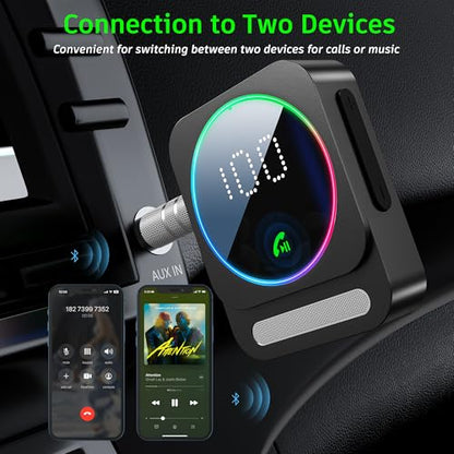 SONRU Bluetooth 5.3 Receiver for Car, Wireless Audio Adapter for Car/Home Stereo/Wired Headphones/Speaker, Bluetooth Aux Adapter, Dual AUX Outputs, RCA AUX 3.5mm Music Receiver - color: Black