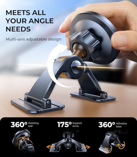 VICSEED 2025 Upgrade for MagSafe Car Mount [Strongest Dashboard Adhesive & 25N Magnetic] Cell Phone Holders for Your Car, 360° Adjustable Phone Holder Mount for All Smartphones & Vehicles - color: Z-Black