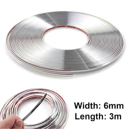 3Pcs 10Ft Car Trim Strip Self-Adhesive, Chrome Silver Automotive Car Exterior and Interior Molding Trim Bumper Window Door Body Side Decorative Strip