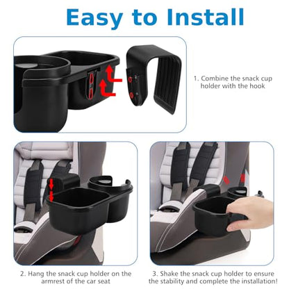 Accmor Child Cup Holder Snack Tray for Convertible Car Seats, Universal Child Cup Holder Compatible with Most Baby Car Seat Models - color: Black