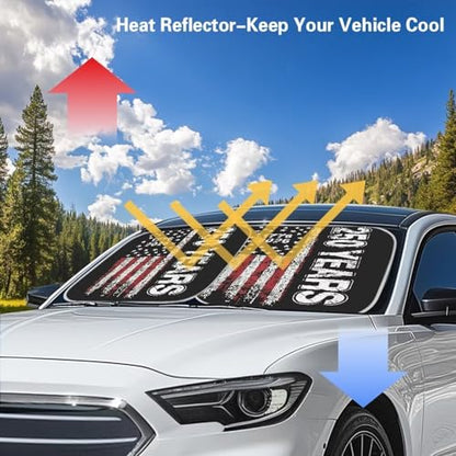 AFPANQZ 1776-2026 Years Print 2 PCS Car Windshield Sun Shade, Universal Vehicle Interior Accessories - Auto Sun Heat and UV Rays Blocker, Foldable Automotive Front Window Sunshade Protector - color: 1776-2026 Years