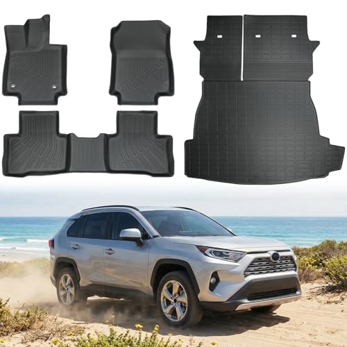 Car Floor Mats for 2025 Toyota RAV4 PHEV,TPE All Weather Protection Full Set Custom Fit Waterproof Durable Wear-Resistant Odorless Accessories - size: 2025 RAV4 PHEV Floor Mat