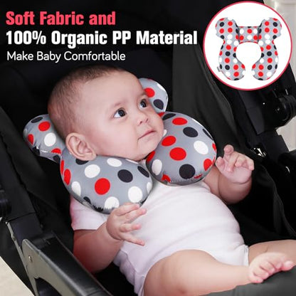 KAKIBLIN Baby Travel Pillow, Baby Neck Pillows for Car Seat,Upgraded Babies Head Pillow, Head and Neck Support for Car Seat, Stroller, Pushchair,Travel (Grey Pot) - color: Grey Pot