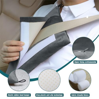 Super Soft Seatbelt Pillow, Seat Belt Pillow for Mastectomy Post-Surgery, Seat Belt Cushion for Heart Surgery Recovery, Hysterectomy Abdominal Incision Recovery Seatbelt (Dark Gray, Large) - color: Dark Gray