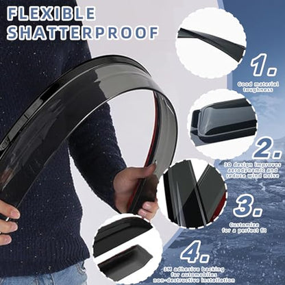 Window Visors Rain Guards fits 2015-2026 Ford F150 SuperCrew, Window Wind Deflectors Vent Shades for 2017-2026 F-150 Raptor/F250 F350 F450 Super Duty, 2016 2018 2019 2020 2021 2022 2023 2024 - size: 2015-2026 Ford F150 SuperCrew