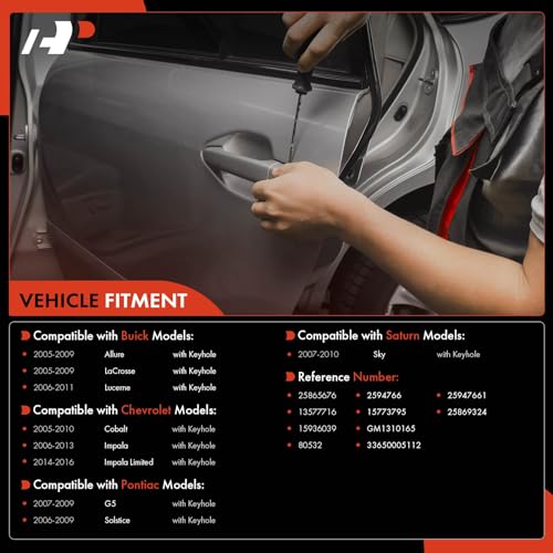 A-Premium Front Driver Side Exterior Door Handle with Keyhole Compatible with Chevrolet Impala, Impala Limited, Cobalt & Buick Lacrosse, Lucerne, Allure & Pontiac G5, Solstice & Saturn Sky, Chrome - style: Front Driver Side