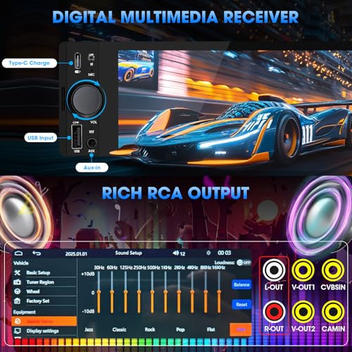 Single Din CarPlay Stereo: Android Auto Touchscreen Car Radio for Classic Vehicles - 6.5 Inch IPS Display GPS Navigation Voice Control Bluetooth AM FM Type-C Charge USB AUX