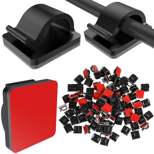 Blulu 100 Pcs Adhesive Cable Clips Bulk Wire Holder for Cord Organizer Clips Cable Management Outdoor Light Hooks for Christmas Wall String Lights Fairy Lights - color: Black, size: Large
