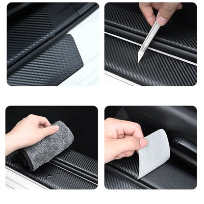NUOMAN Car Door Entry Guard Carbon Fiber Stickers Compatible with BMW Series Interior Accessories,Car Door Sill & Car Trunk Sticker(5 Pack)