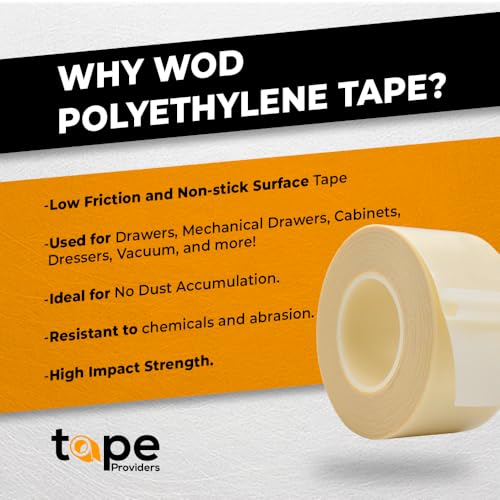 WOD SPT5A UHMW Polyethylene Transparent Film 5 Mil Slick Tape, 3/4 inch x 36 yd. Aggressive Adhesive - Squeak Reduction, Drawers, and Bearings - color: 36 Yards, size: 3/4 in.