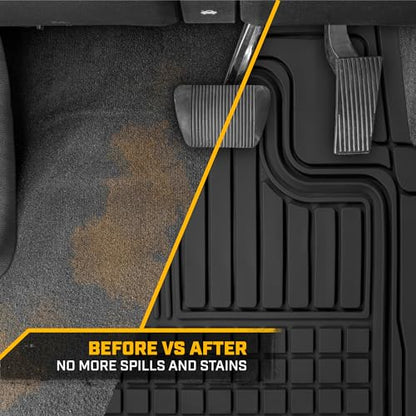 CAT® Large Heavy Duty Rubber Floor Mat & Cargo Trunk Liner for Car, SUV, Van, Sedan, Truck – Trim-to-Fit, All-Weather Deep Dish Ridges for Dirt Protection, Front and Rear Mats Black - style: DuraShield Cargo Combo