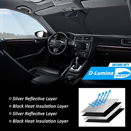 D-Lumina for 2019-2025 Dodge Ram 1500 Windshield Sun Shade, Front Window Sunshade American Flag Sun Visor Protector Block UV Rays Heat Fit Ram 1500 CrewCab, MegaCab Pickup, 2Dr RegularCab, 4Dr QuadCab - size: Silver & Black-Fit 2019-2025 Dodge Ram 1500
