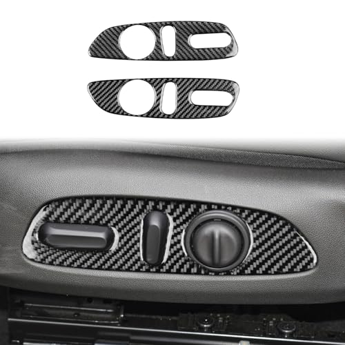 Black Carbon Fiber Compatible with Chevy/Chevrolet Malibu 2016-2025 for Equinox 2018-2024 Accessories Car Door Seat Adjustment Button Switch Cover Interior Trim Decal 2pcs - color: Seat Adjustment Panel