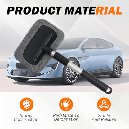 2026 New Car Windshield Cleaner Tool,Telescopic Inside Windshield Cleaning Tool with 180° Swivel & Microfiber Pad,Universal Car Window Cleaner Tools for Cars Trucks SUVs