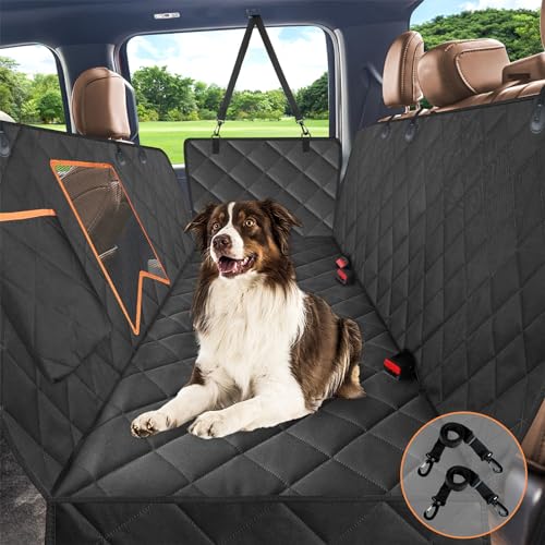 Kytely Dog Car Seat Cover XL, Heavy Duty Dog Seat Cover for Back Seat, 100% Waterproof Nonslip Hammock for Car with Side Flap, Scratch Proof Pet Back Seat Covers - color: Black, size: X-Large Regular