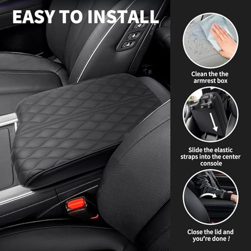 Center Console Armrest Cover Compatible with Hyundai Palisade 2020-2025 Accessories, Premium Leather Arm Rest Cover Pad, Car Middle Console Cover (Black) - size: 2020-2025 Hyundai Palisade
