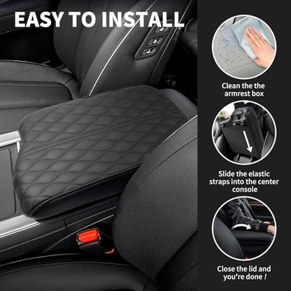 Center Console Armrest Cover Compatible with Hyundai Palisade 2020-2025 Accessories, Premium Leather Arm Rest Cover Pad, Car Middle Console Cover (Black) - size: 2020-2025 Hyundai Palisade