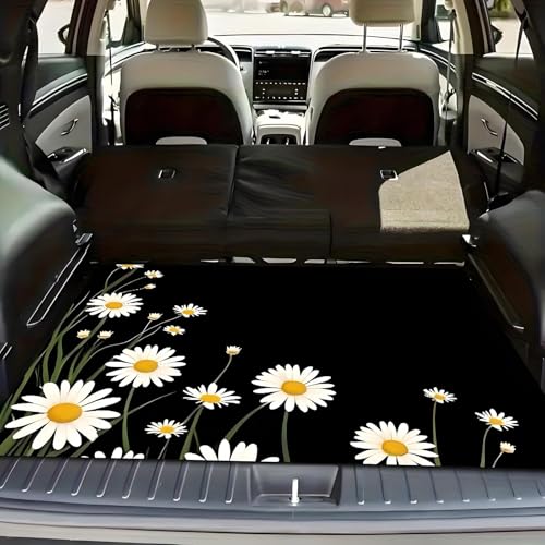 Universal Car Trunk Mat 29" x 39", Daisy Design Print All Weather Trunk Protection Cargo Liner, Durable Cargo Mat Rear Trunk Liner, Stylish Vehicle Interior Accessories Suitable for Most Car Models - color: Daisy Design Print