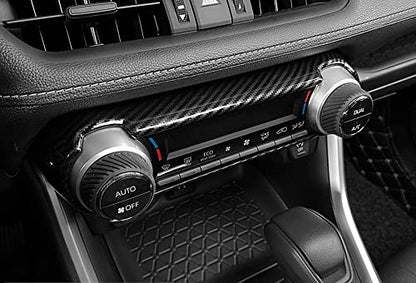 ERIDANUS Auto Accessories Fit for RAV4 2024 2023 2022 2021 2020 2019 Dashboard Ac Switch Panel Button Cover Frame Trim (Black Carbon Fiber Style) ABS 1 PC - color: Black Carbon Fiber Style
