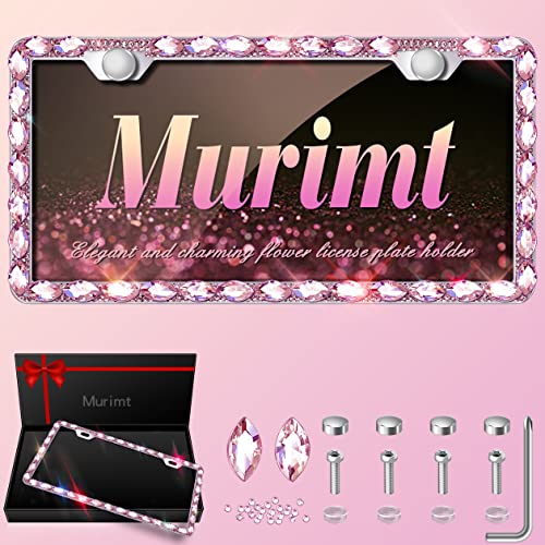 Glitter License Plate Frame, Cute Bling License Plate Frames for Women,Rhinestone License Plate Covers，Sparkly License Plate Holder with Premium Gift Box(1pack) - color: pink
