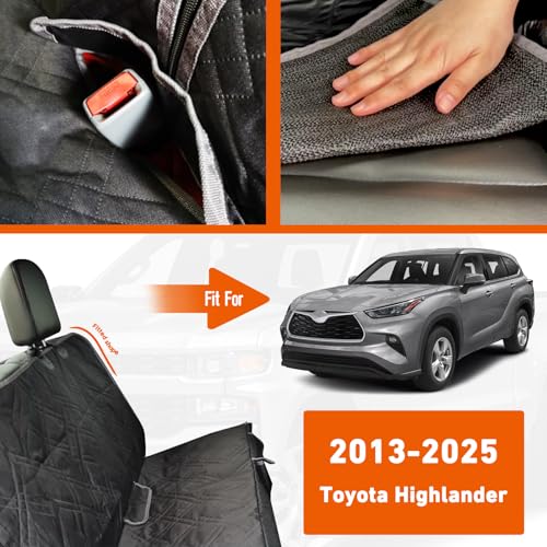 Dog Car Seat Cover Compatible with Toyota Highlander 2013-2024 2025, Waterproof Pet Bench Seat Cover for Back Seat, 600D Heavy Duty Scratch Proof Nonslip Truck Seat Covers for Dogs - size: 2013-2025 Highlander