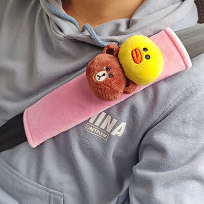 Tianmei 2 Pcs Cute Doll Car Seatbelt Pads Cover, Universal Carseat Belt Shoulder Strap Protector for Adults and Kids（LF Doll - Pink） - color: LF Doll - Pink - 2PCS