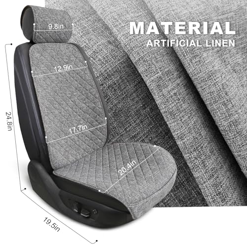 BOPUOVRE Linen Car Seat Covers Front Seat Covers Breathable Cloth Fabric Car Seat Protector - Universal Fit for Cars, Vans, SUVs, Trucks - 2 Units - Gray - color: Gray