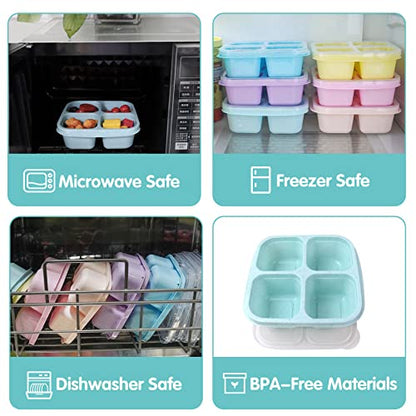Finorder 6 Pack Snack Containers, Wheat Straw Fiber 4 Compartment Reusable Bento Lunch Box, Meal Prep Lunch Containers for Adults, Food Containers for Picnic, Office and Travel - color: Wheat straw-6pack