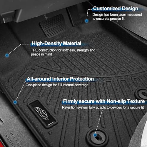 PELEUS Floor Mats and Cargo Liner Compatible with 2006-2012 Toyota RAV-4 (Not for 3rd Row), All Weather Custom Fit Full Set Floor Liners, Odorless Heavy Duty TPE Rubber Mats, Black - style: For Toyota RAV4 2006-2012