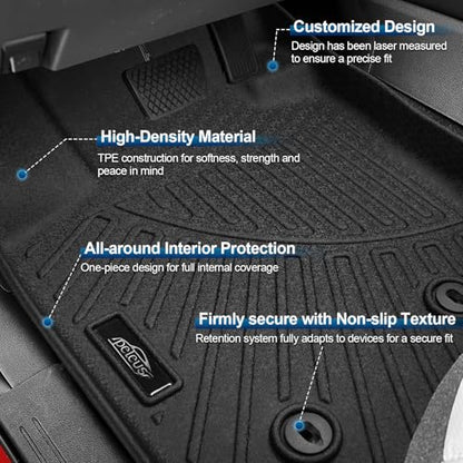 PELEUS Floor Mats and Cargo Liner Compatible with 2006-2012 Toyota RAV-4 (Not for 3rd Row), All Weather Custom Fit Full Set Floor Liners, Odorless Heavy Duty TPE Rubber Mats, Black - style: For Toyota RAV4 2006-2012