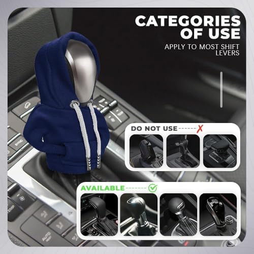 Gear Shift Hoodie, Gear Shift Cover, Fashionable Hoodie Automotive Gear Shift Knob Protector, Car Accessories Mini Sweater Gear Shift Knob Cover for Car Gear Shift Levers (Blue-2PCS) - color: Blue-2PCS