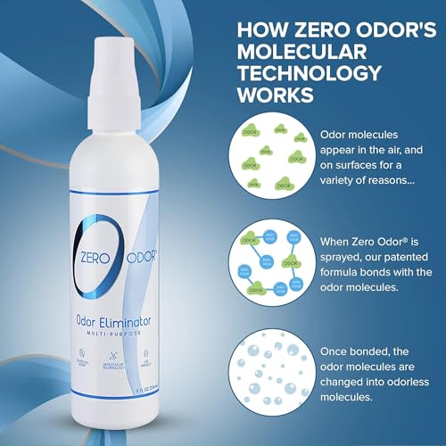 Zero Odor Multi-Purpose Odor Eliminator - Eliminate Air & Surface Odor – Patented Technology Best for Bathroom, Kitchen, Fabric, Closet- Smell Great Again, 8oz (Over 1000 Sprays) - size: 8 Fl Oz (Pack of 1)
