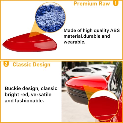 Moonlinks Compatible with 2016-2021 Honda Civic Passenger Side Mirror Cover Replacement,Red Mirror Cap for 10th Gen Civic,2019-2022 Insight,Right Side(1PC) - size: 10th-Right Red
