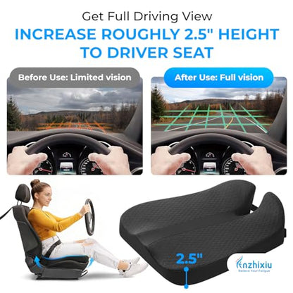 anzhixiu Elevated Car Seat Cushion for Improved View – Reduces Lower Back Pressure & Supports Spine – Ideal for Long Trips – Black Truck Seat Cushion