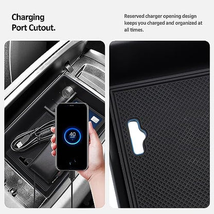 Center Console Accessory Organizer for 2023 Mercedes Benz EQE350,Armrest Storage Box Insert Tray Compatible with Mercedes Benz EQE350 EQE350+ EQE500 EQS 450+ 400 580 AMG 2023+Interior Accessory